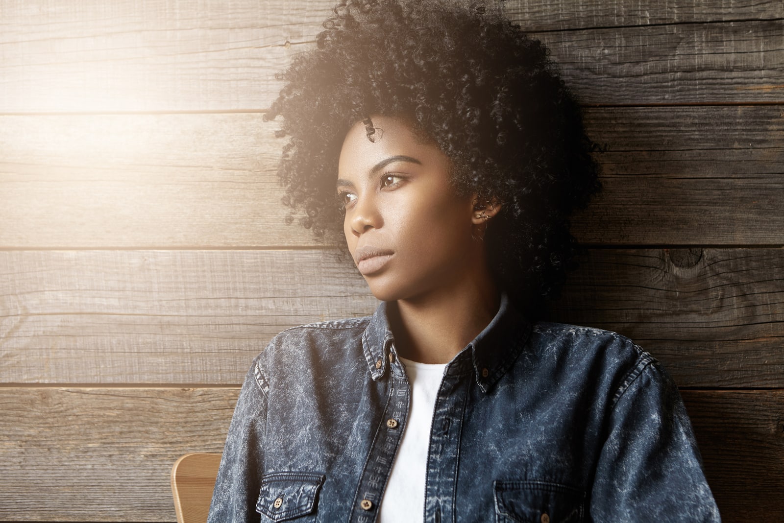 a portrait of a sad African American woman