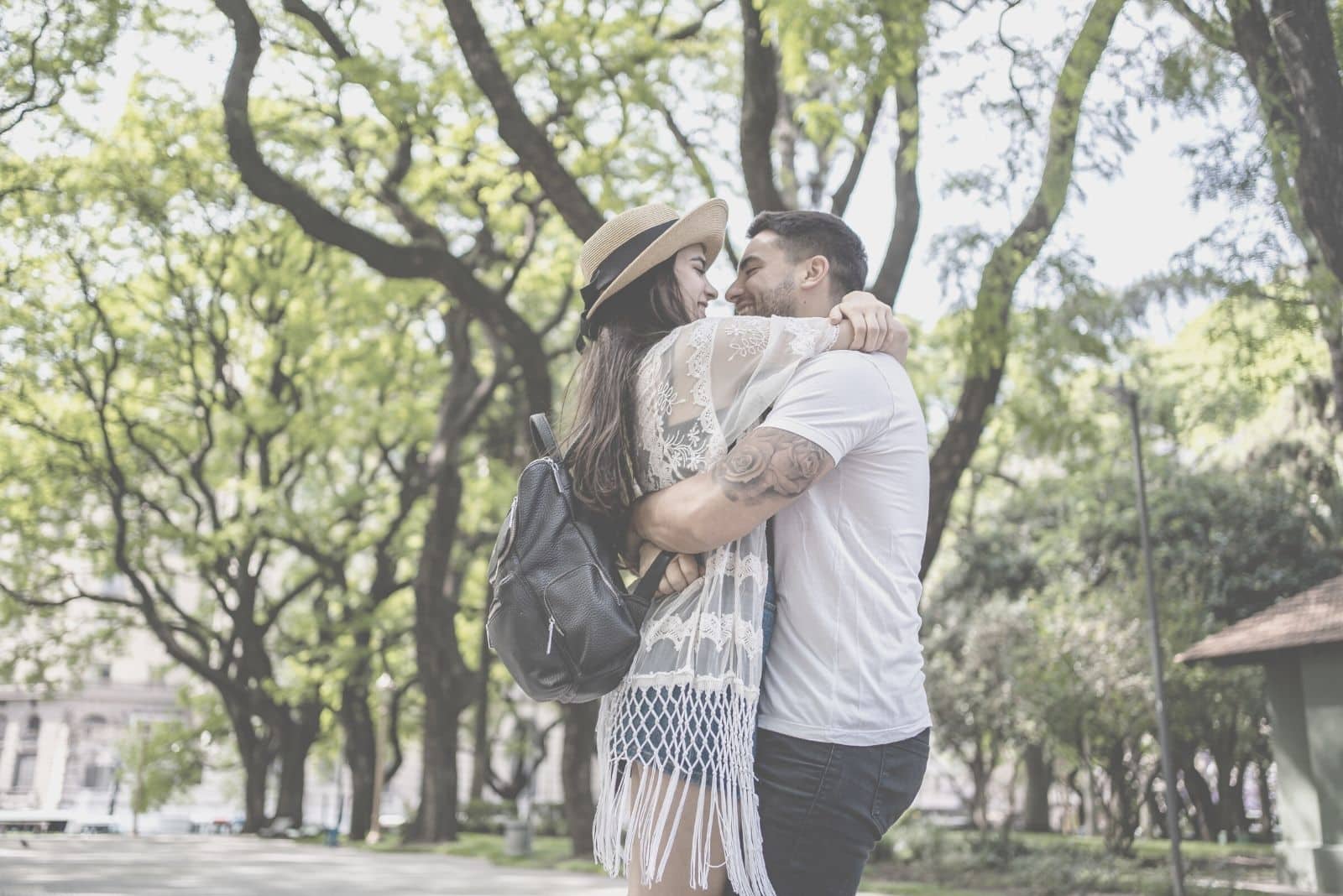 loving couple reunited after a long time of separation