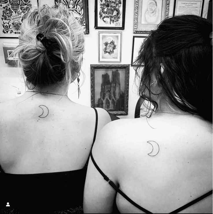 Crescent moon tattoo for besties
