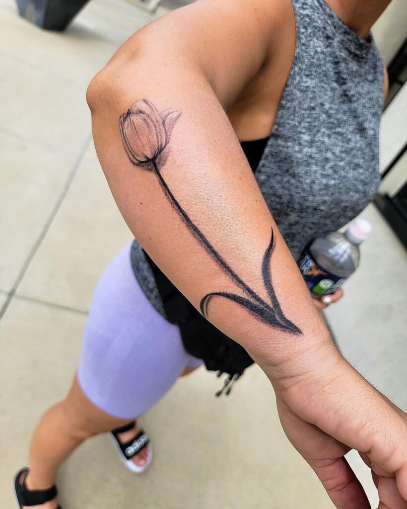 Tulip Tattoo on Side Forearm