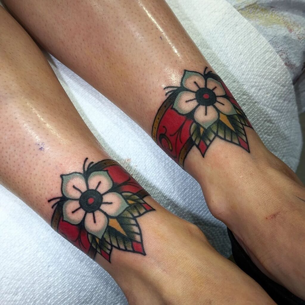 American Traditional Ankle Bands Tattoo