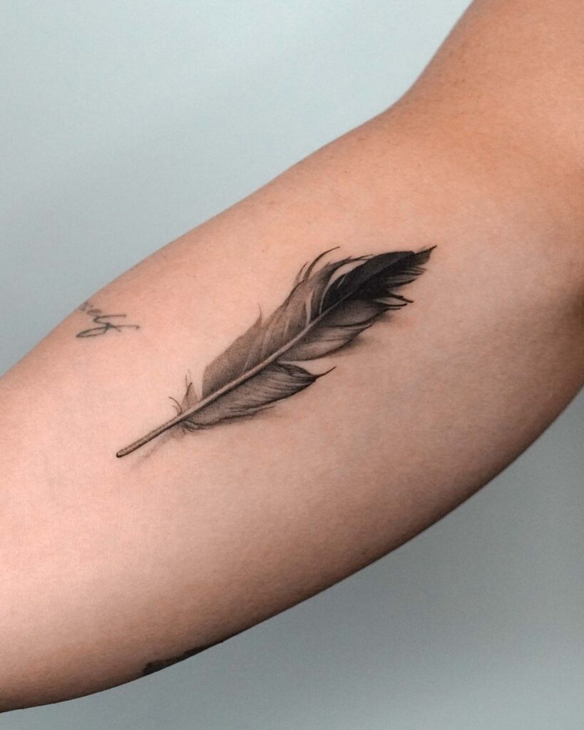 Microrealism Feather Tattoo