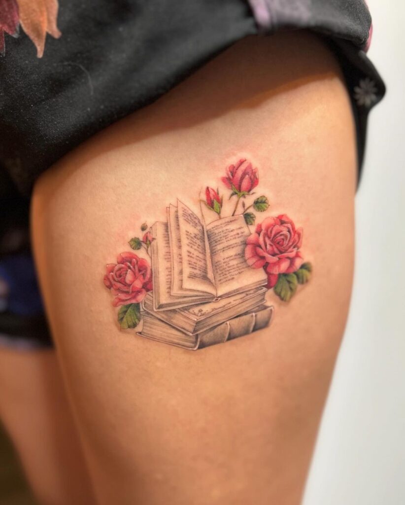  Books & Roses Tattoo