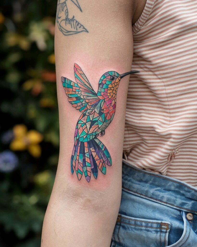Mosaic Hummingbird Tattoo