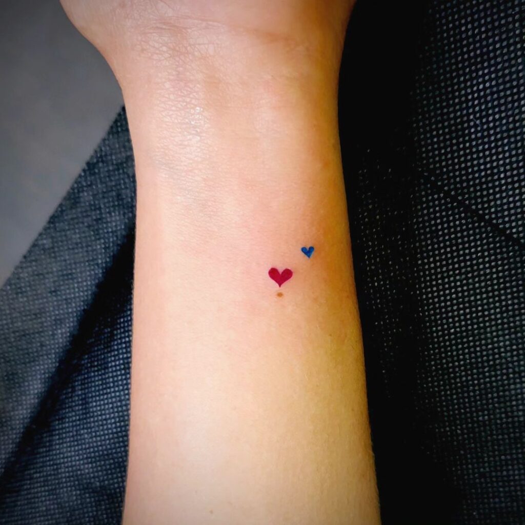Red and Blue Micro Hearts