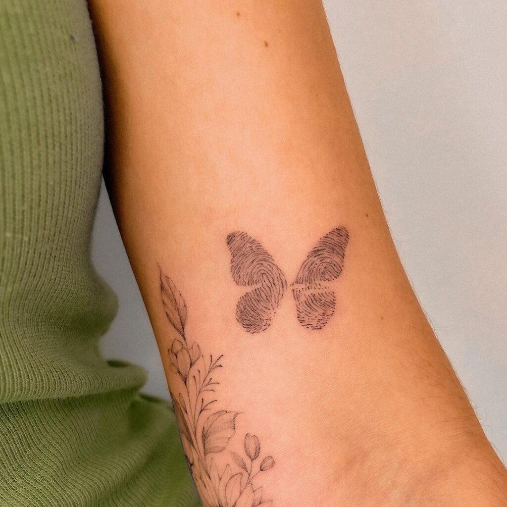 Personalized Fingerprint Butterfly Tattoo