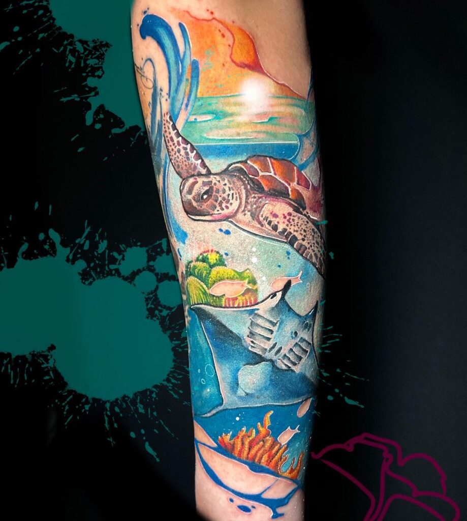 Underwater Scene Watercolor Tattoo