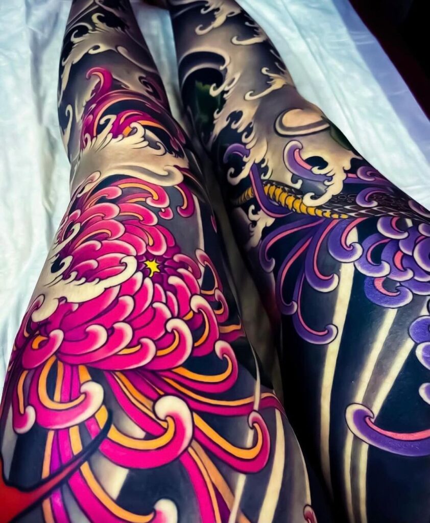 Vibrant Leg Sleeve Tattoo