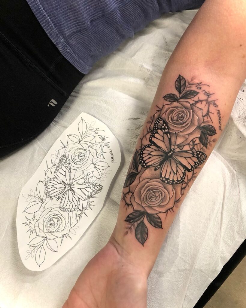 Monarch Butterfly with Roses