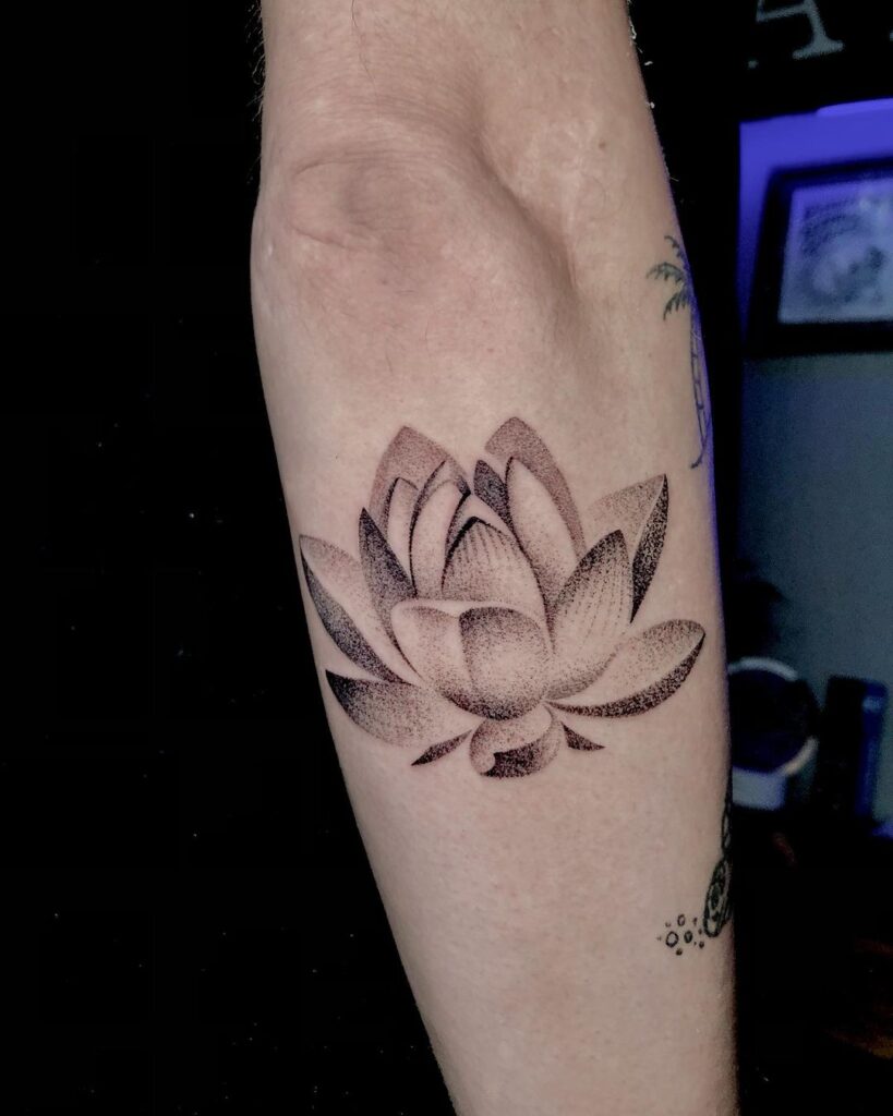 Dot Work Lotus Flower Tattoo
