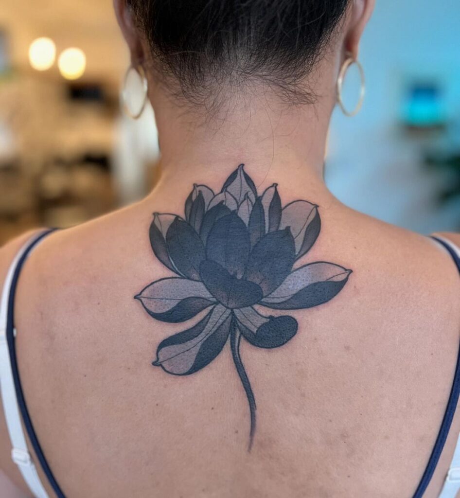 Black and Grey Lotus Tattoo