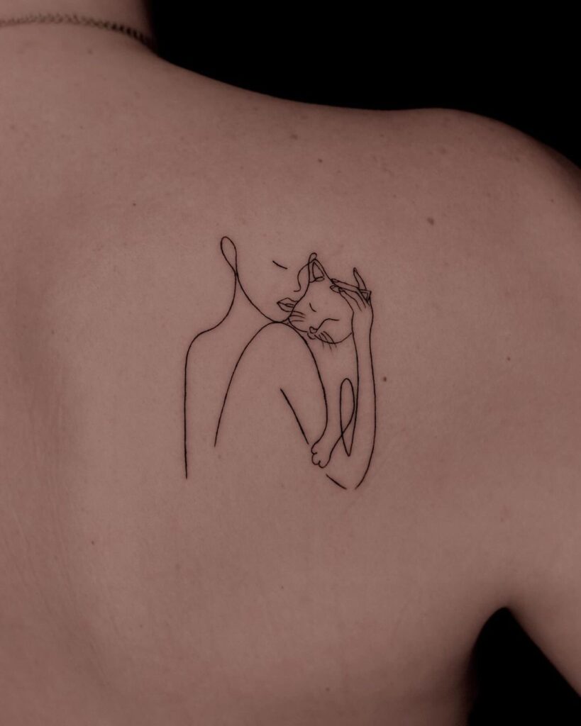 Cat Affection Small Feminine Tattoo