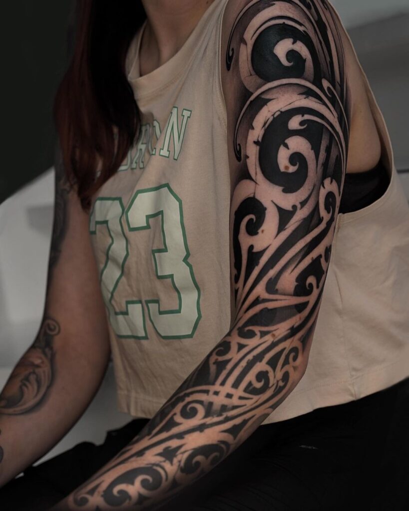 Wavy Spiral Tattoo Sleeve