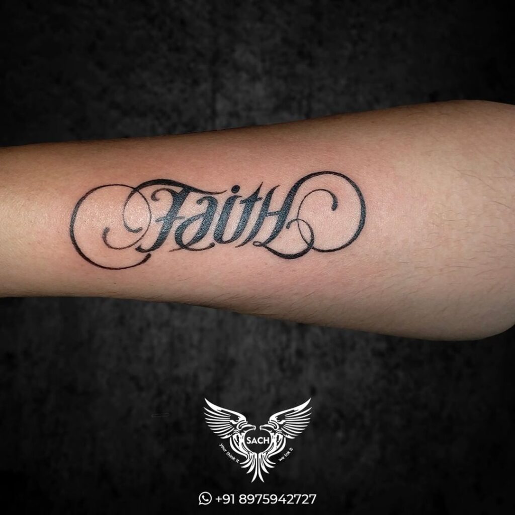 Bold and Elegant Lettering Tattoo