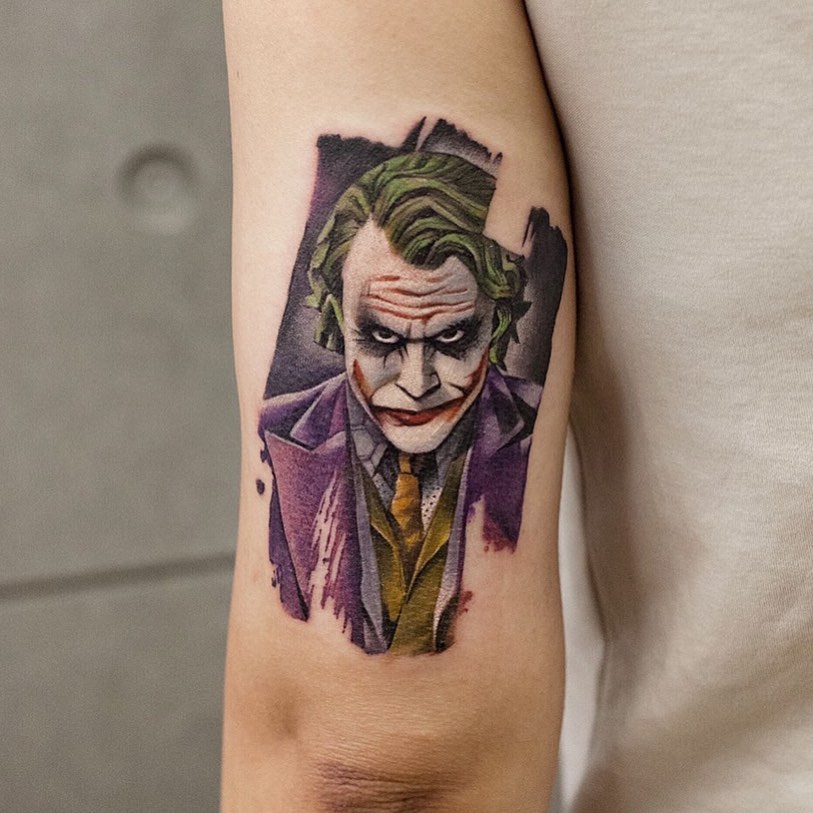 Joker Tattoo Above The Elbow