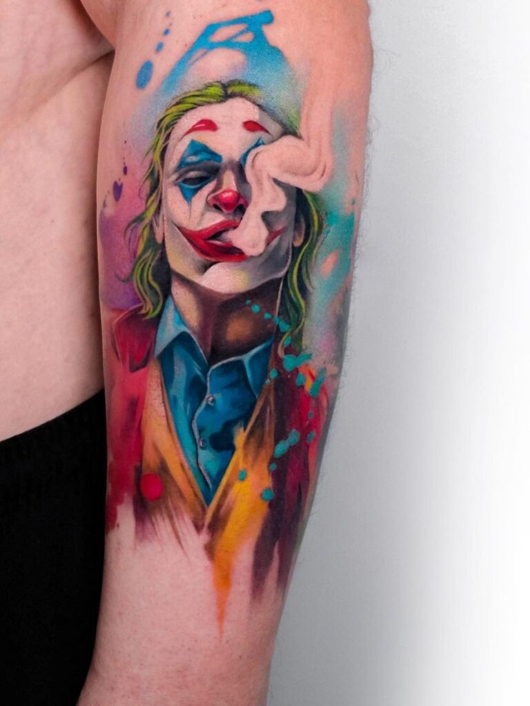 Watercolor Joker Tattoo