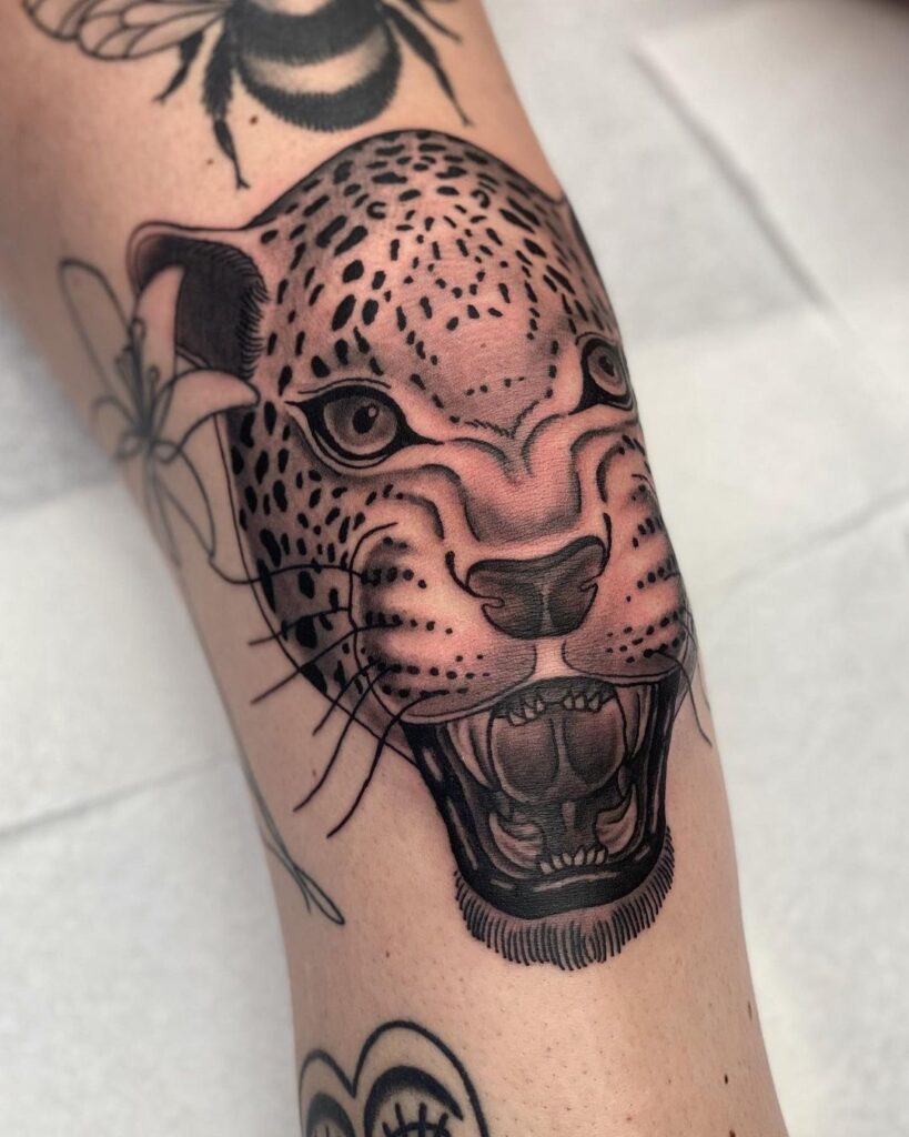 Leopard Knee Tattoo