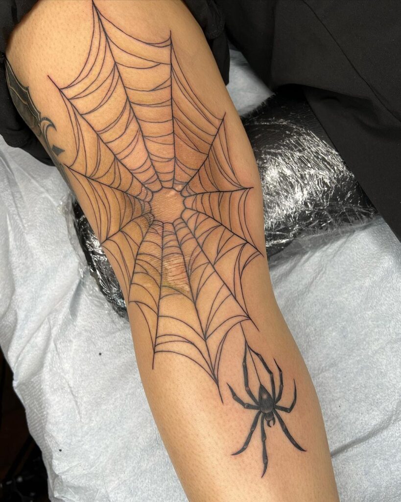 Spider Web Knee Tattoo