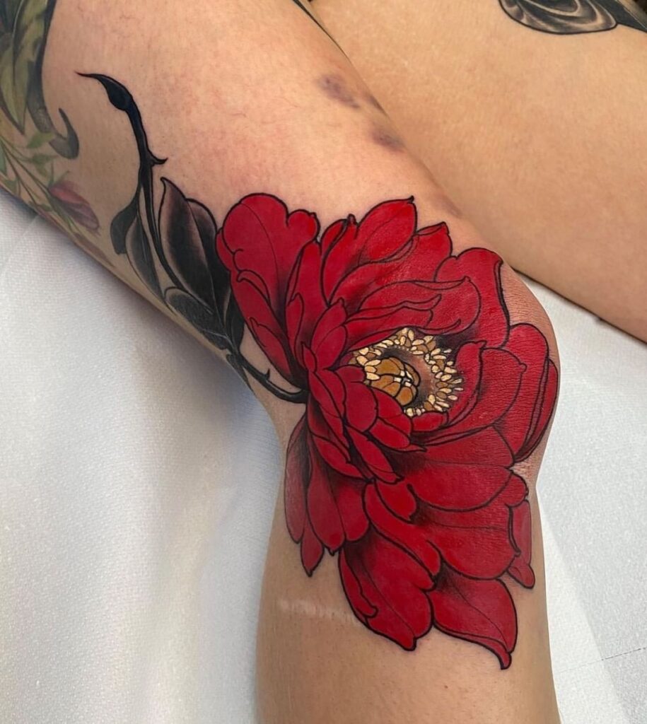 Flower Knee Tattoo