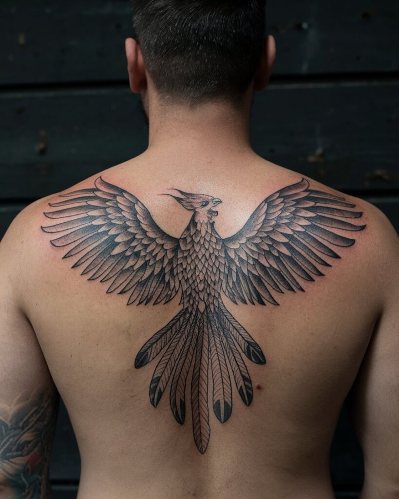 Upper Back Phoenix Tattoo