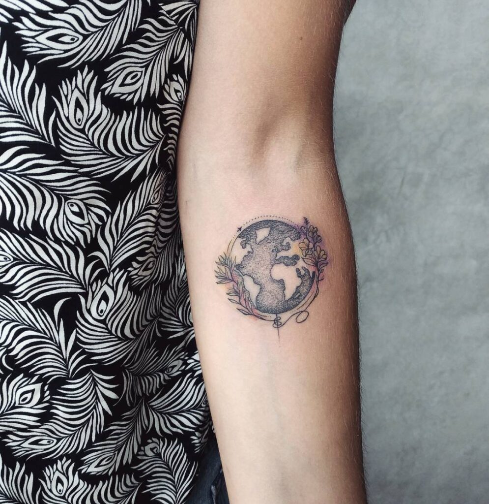 Tiny Globe Tattoo