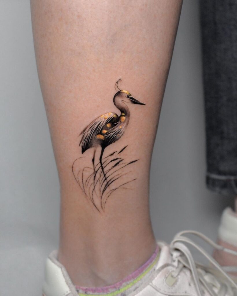 Small Dope Crane Tattoo