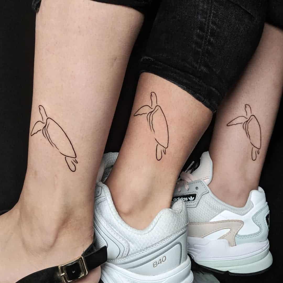 Simple turtle tattoos for group of 3 besties