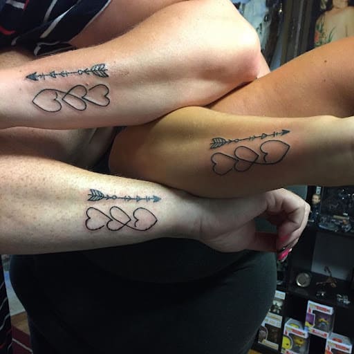 heart tattoo for three besties