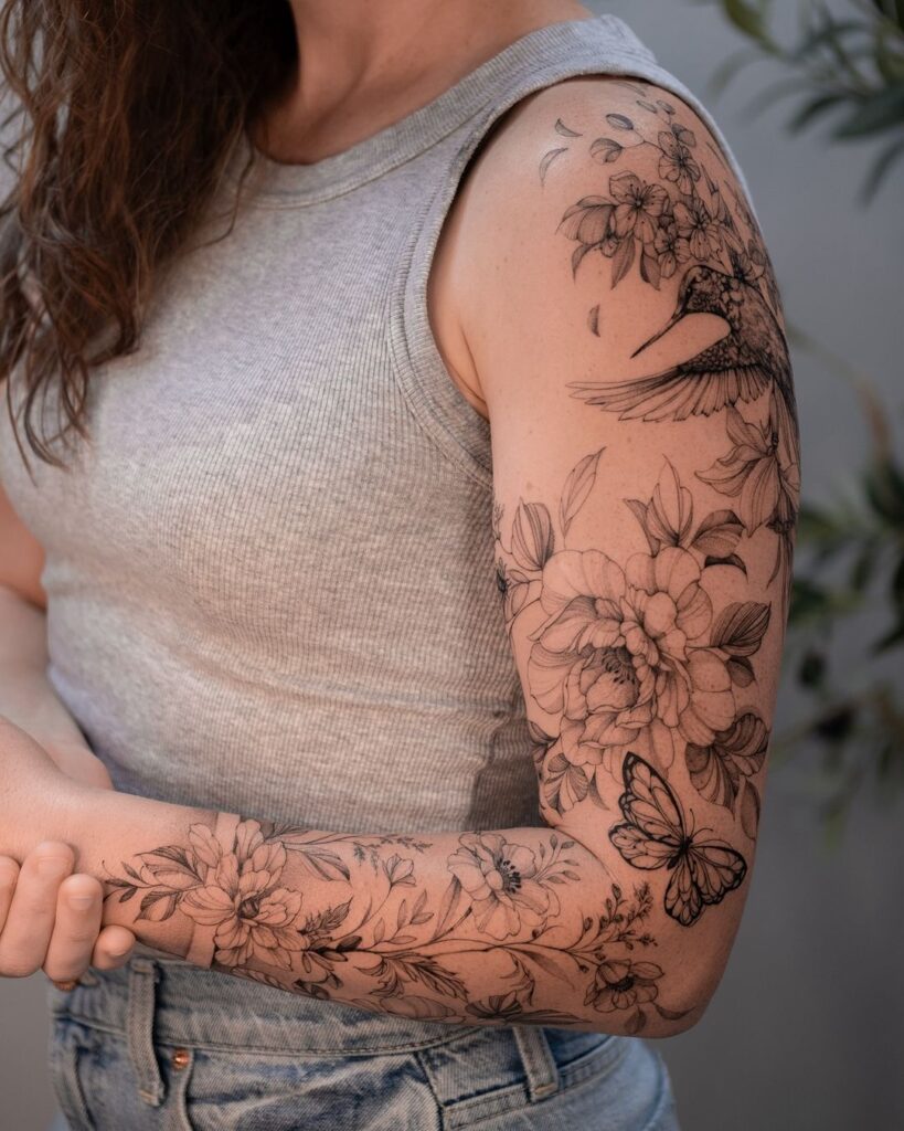 Botanical Full-Sleeve Tattoo