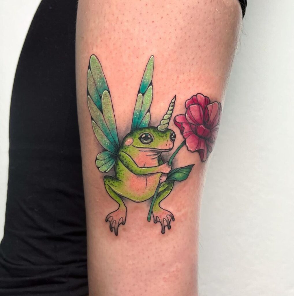 Playful Frog Fairy Tattoo