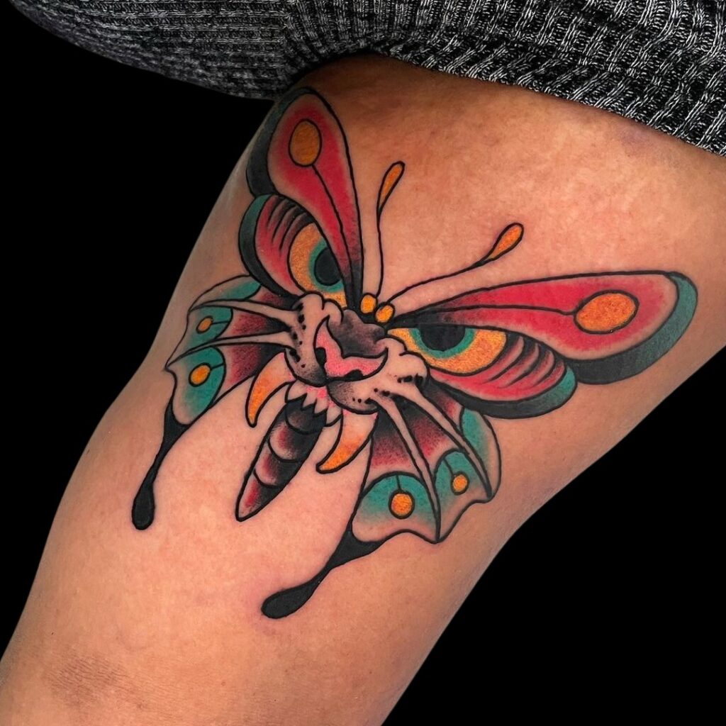 Fantasy Panther Butterfly Tattoo