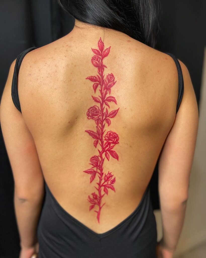 Graceful Red Roses Back Tattoo