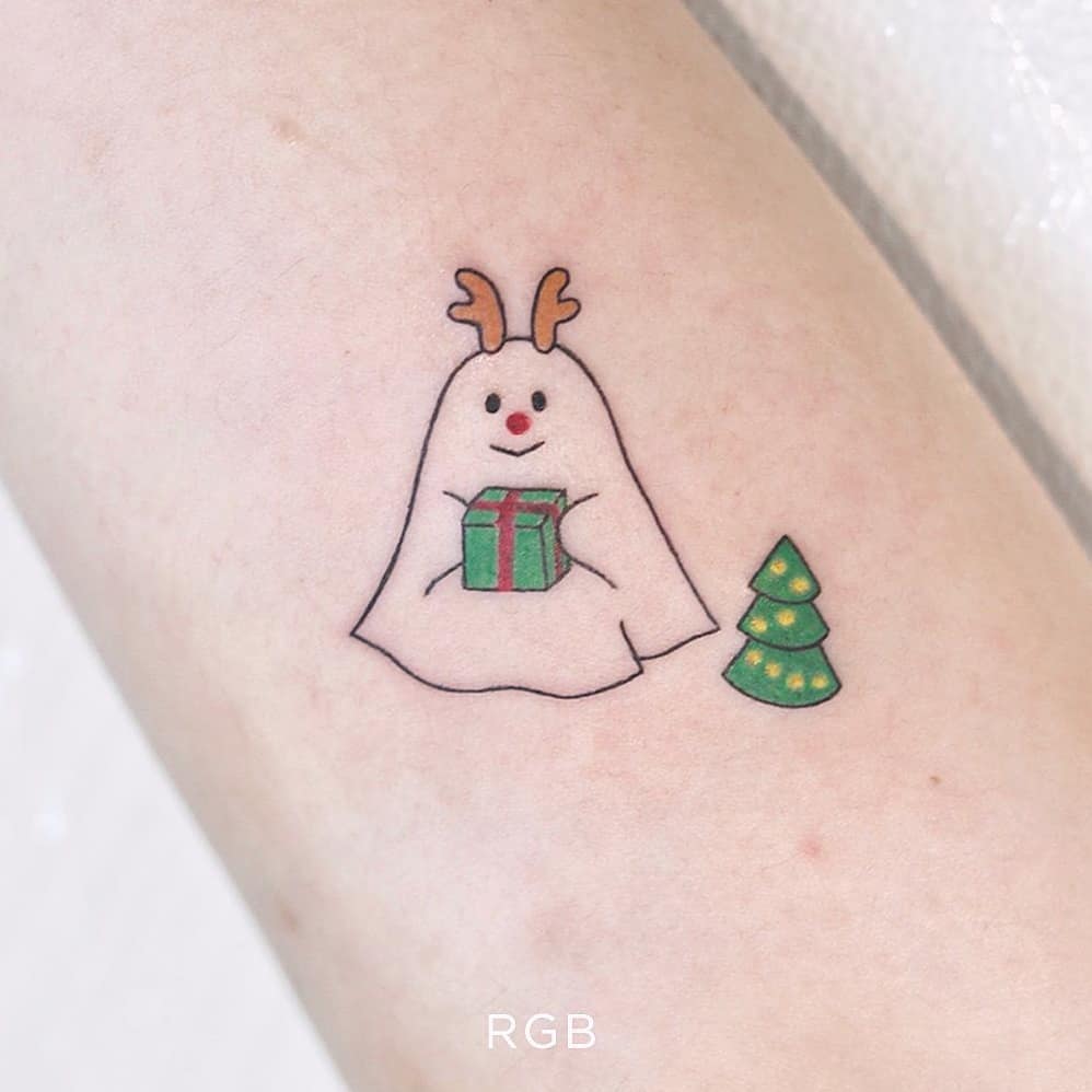 Small Christmas Ghost Tattoo
