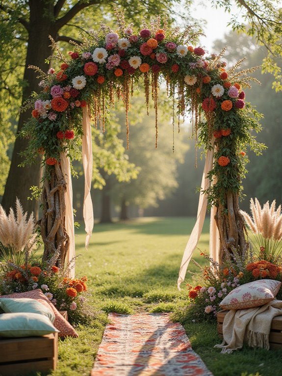 bohemian floral wedding arch
