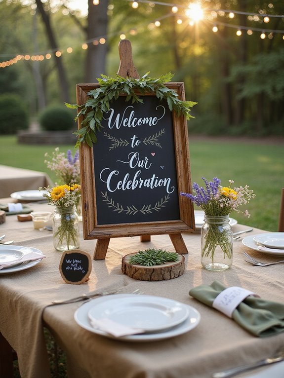 chalkboard signage enhances decor