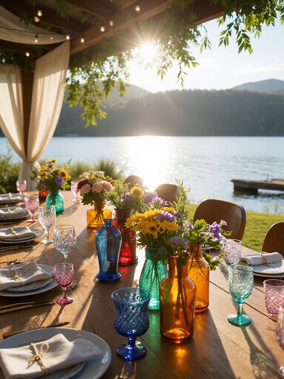 colorful glassware enhances dining