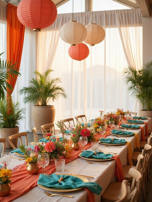 colorful linen table decor