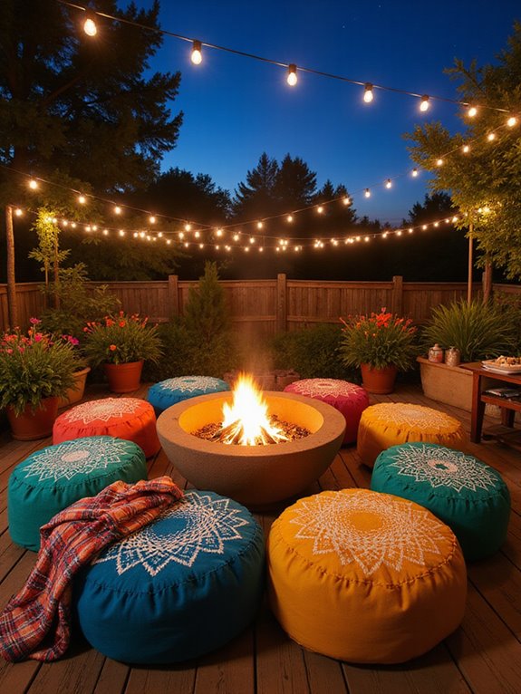 colorful poufs for seating