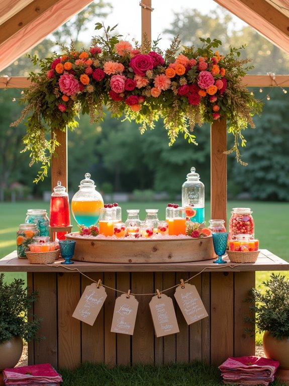 colorful tropical drink station