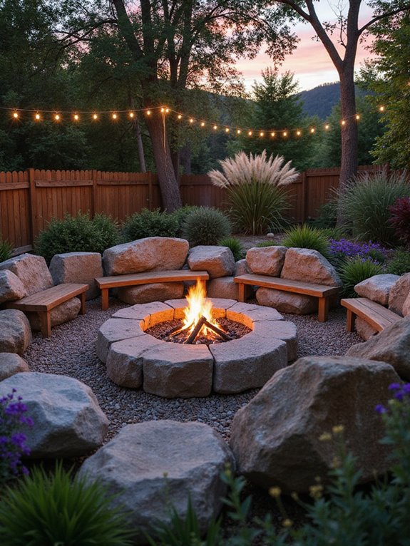 cozy boulder fire pit