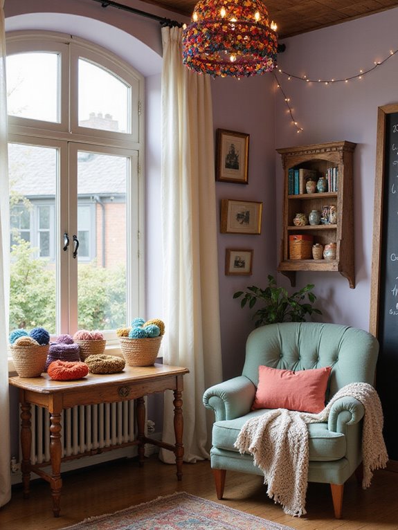 cozy colorful knitting retreat