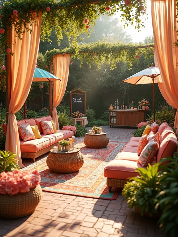 cozy colorful outdoor lounge