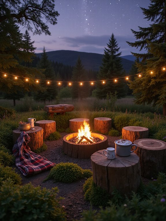 cozy rustic stump seating