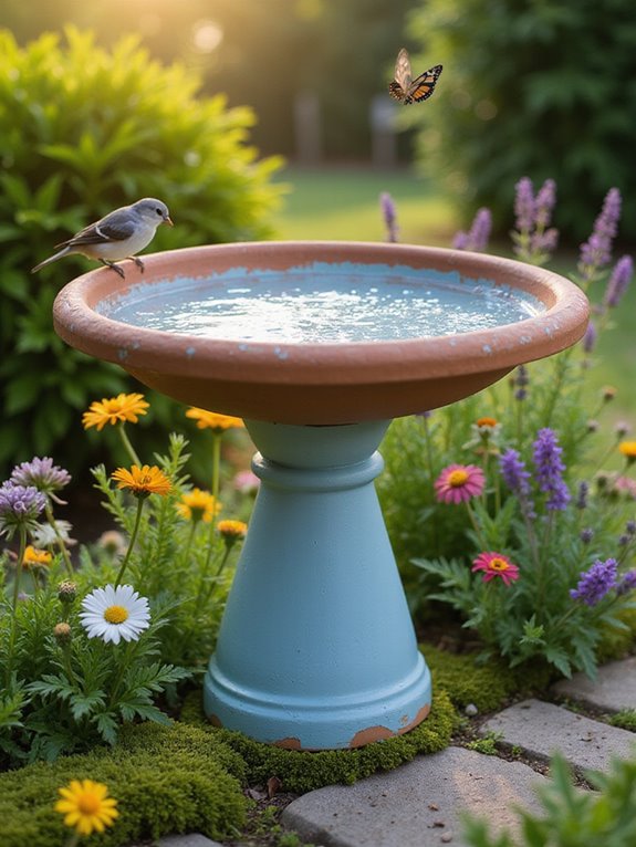 diy terracotta bird bath