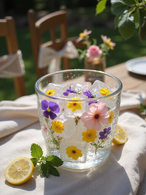 edible flower ice cubes