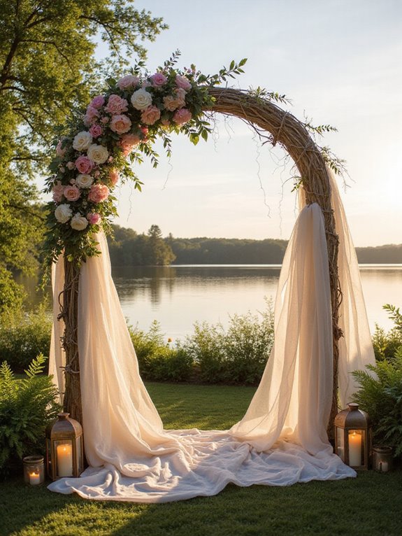 elegant fabric wedding arch