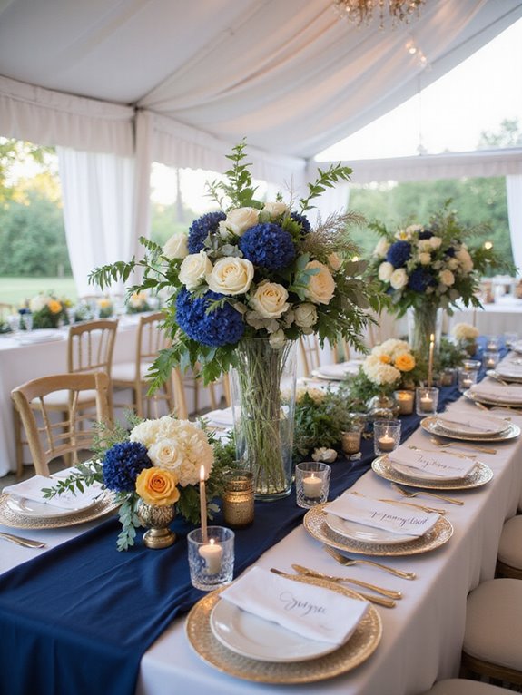 elegant navy wedding florals