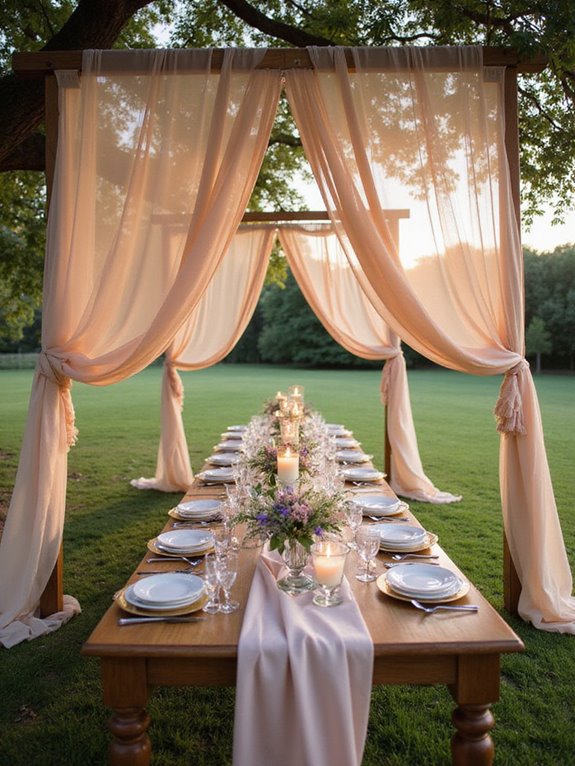 elegant sheer fabric draping