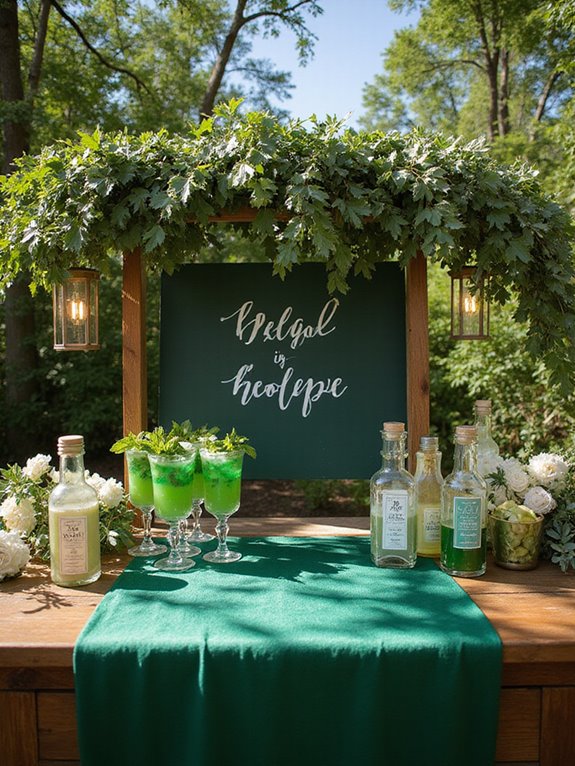 emerald themed signature cocktails
