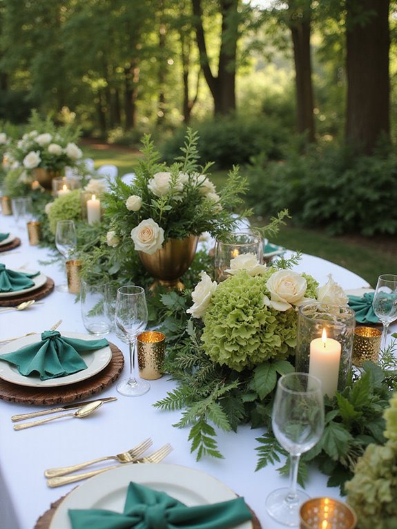 eye catching emerald green centerpieces